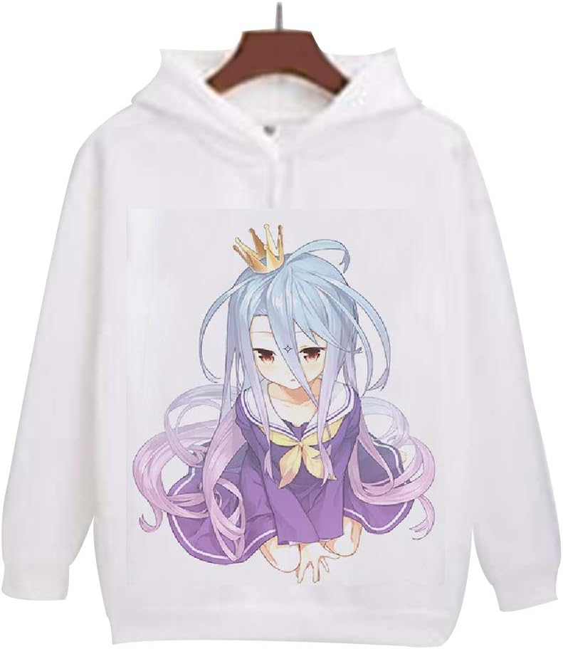 QIAOTT No Game No Life Anime Pullover,3D Print Fleece Cosplay Hoodies Sweatshirt for Anime Fans