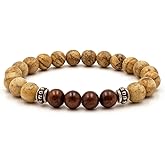 Kartini Studio Natural Stone Bracelet for Men, Gift for Man, Bead Bracelets for Men Picture Jasper and Mahogany Obsidian Bead Jewellery