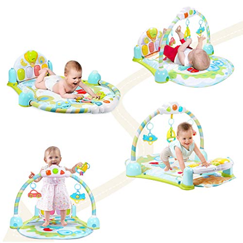 Forstart Kick and Play Piano Gym Large Activity Play Mat for Baby Sit Lay Down Infant Tummy Time Sensory Development Educational Playtime