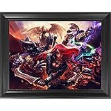 League of Legends 3D Poster Wall Art Decor Framed Print | 14.5x18.5 | Lenticular Posters & Pictures | Memorabilia Gifts for Guys & Girls Bedroom | LOL Fan Art | Katrina, Teemo, Kayle, Warwick & Ashe