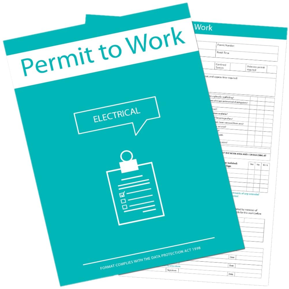 Electrical Permit To Work Forms 3 Parts - Original/2 Carbon Copies Card Backing for Seperating Pack Of 10