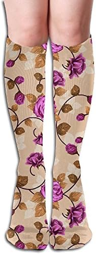 SESY Cycling Long Sports Socks Rose Purple Dresses Knee Thighs Stockings.