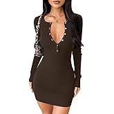 OQQ Long Sleeve Mini Dress Women Ribbed Tummy Control Club Party Dresses 2025 Fall Winter Staple