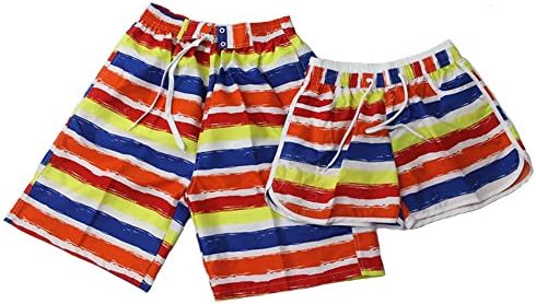 Men Rainbow Beach Pants Women Beach Shorts Couples Shorts Sets Striped Swimming Trunks Quick-drying