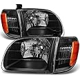 AKKON - For [Black] 2000 2001 2002 2003 2004 Toyota Tundra Regular | Access Cab Headlights w/Corner Lights Pair