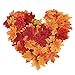 Hotop 300 Pieces Loose Faux Autumn Leaves Artificial Maple Leaves Fake Fall Dried Leaves Decor for Art Scrapbooking Crafts Wedding Decorations Thanksgiving Day Halloween Party Supplies