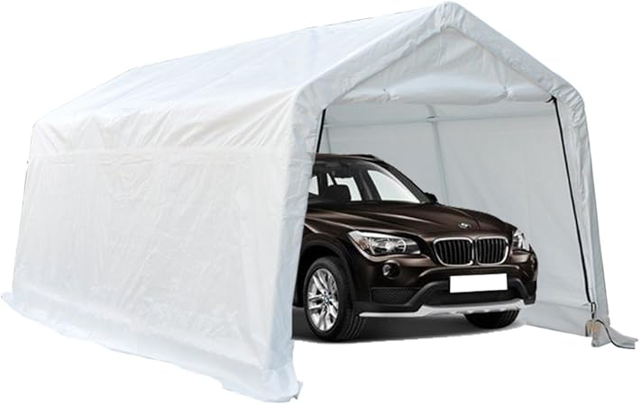 Amazon Com Solomark 10x15 10 X 15 Feet Heavy Duty Temporary Outdoor Garage Car Shelter Canopy With Side Walls And Doors And 8 S Carport White Garden Outdoor