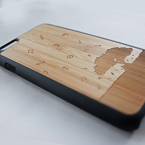 Leebrae - iPhone 6S / 6 Premium Natural Bamboo Case Cover with Soft Rubberized Feeling on the sides Black PC (Music Aroma)