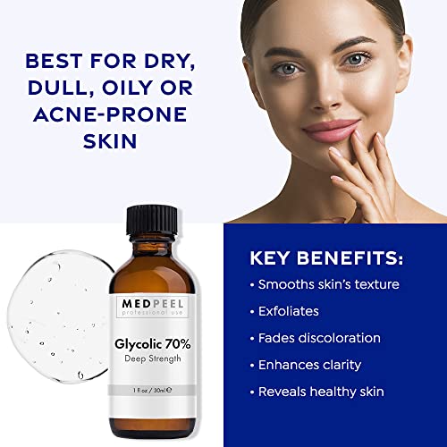 MedPeel Glycolic Acid 70 Essential Peel Kit, Includes Peel, Prep and