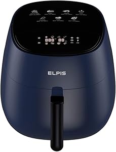 Elpis Ceramic Air Fryer 1400-Watt 4.3-QT 8-in-1 LED Digital Touchscreen (Navy)