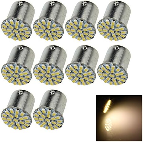 ZHANSHENZHEN Warm white Car 1156 P21W Trailer Camper Light 1206 SMD LED 22 Emitters DC 12V 1147 3496 63 623 D015-WN (Pack of 10)