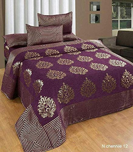 Premium Chenille Bed Cover with 2 Pillow Covers from Smiling Home | King Size | Wine