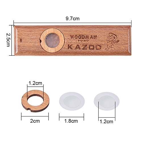 WANDIC Kazoos, 1 Pc Wooden Kazoo Musical Instrument Ukulele Guitar Partner Wood Harmonica for Kids and People Hum Song
