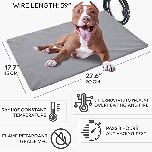 Pet Heating Pad for Cats Dogs,17.7''x27.6'' Soft Electric Blanket Auto Temperature Control Waterproof Indoor,Animal Bed Warmer House Heater Heated Floor Mat,Whelping Supply for Pregnant New Born Pet - Thumbnail 2