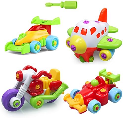 Wisleo Take Apart Toys Vehicles Airplane Assembly Puzzle Educational Building Toy Gift for Children Over 3 Years Old (Random Color)