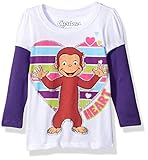 Curious George Toddler Girls' Short Sleeve T-Shirt Shirt, White/Grape Violet, 2T