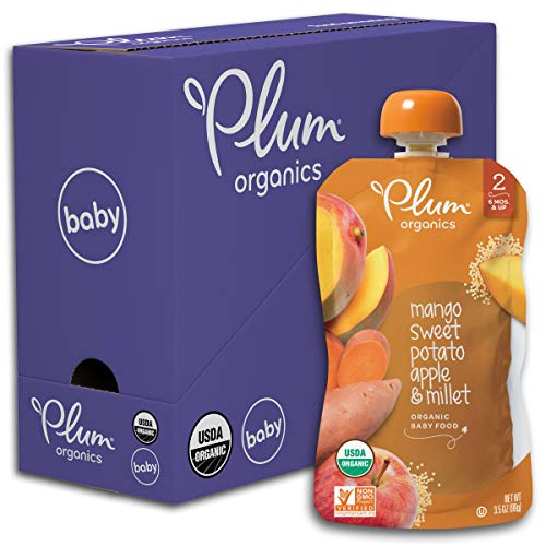 Plum Organics Baby Food Pouch | Stage 2 | Mango, Sweet Potato, Apple & Millet | 3.5 Ounce | 6 Pack | Fresh Organic Food…