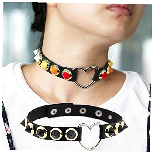 Aisoway-Pelle-Collana-del-Collare-Monili-Registrabili-Girocollo-Cuore-Punk-Clavicola-Decorazione-del-Ribattino-del-Collo-per-Gli-Uomini-Femminile