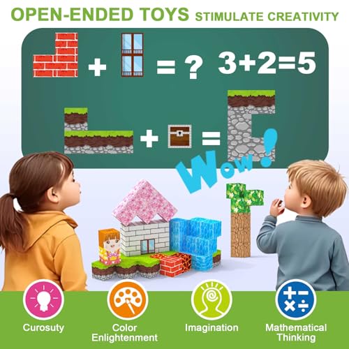 Magnetic Blocks Construction Kids 100 Pieces 2CM 3+ Magnetics, Set Magnetic Blocks Tiles Construction, Montessori Toys for Kids 4 5 6 7 8 9 10 11 12 Birthday Gifts for Girls