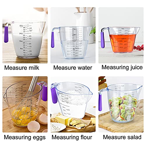 Measuring Cups Set, 3Piece Clear Plastic Measuring Cups with OZ & Cup