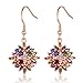 BAMOER 18K Rose Gold Plated Multicolor Cubic Zirconia Flower Earrings Necklace Ring Set for Women Girls CZ Jewelry Sets Size 6 Ring