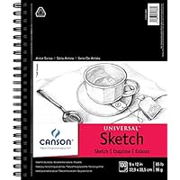 Canson Universal Sketch Pad, Side Wire Bound, 9" x 12"