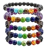 JOVIVI 7 Chakras Gemstone Bracelet Natural Stones Yoga Reiki Prayer Stone - Pack of 1-5