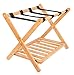 BirdRock Home Luggage Rack Stand with Shoe Shelf - Compact Folding Design - Bedroom Guest Room Suitcase Home Organization - Stable Durable Suitcases Racks Foldable Baggage Holder - Bamboo Natural