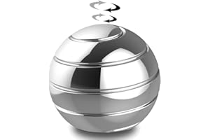 DBLOSP Kinetic Desk Toys,Full Body Optical Illusion Spinner Ball,Gifts for Men,Women,Kids 1.5” Size (Silver)
