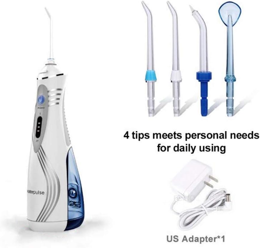 Waterpulse V400Plus 240ml Dental Water Flosser Irrigator Dental Oral Care Teeth Cleaner Oral Irrigator Floss Water Jet Portable Water Floss Water Flosser (White)