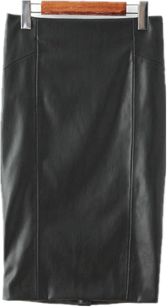 LJYH Women's Desinger Faux Leather High Waisted Work Pencil Midi Skirts Black at  Women’s Clothing store