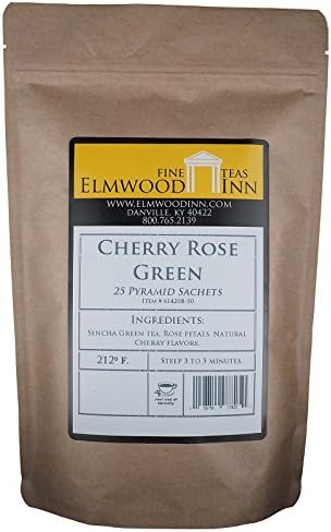 Elmwood Inn Fine Teas, Cherry Rose Green Tea, 25 Pyramid Sachet Tea Bags