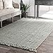 nuLOOM 6x9 Daniela Jute Tassel Hand Woven Area Rug, Grey, Solid Chunky Farmhouse Design, Natural Fiber, For Bedroom, Dining Room, Living Room, Hallway, Office, Entryway