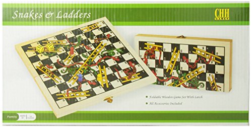 Recreational Wooden Snakes & Ladders Folding Game with Pair of Dice