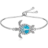 Turtle Bracelet Turquoise Tree of Life Sea Turtle Bracelet for Women Sterling Silver Hawaiian Sea Jewelry Ocean Beach Gifts