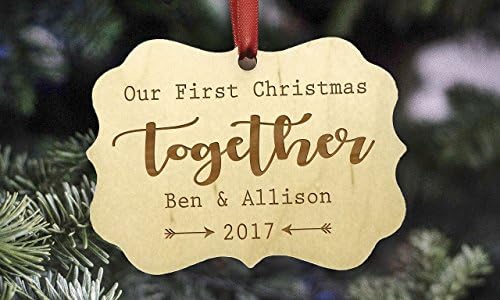Personalized Couple's Christmas Ornament | Family Christmas Ornament | Personalized Christmas Ornament | Wooden Ornament Our First Christmas