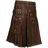 Scottish Designer Utility Kilts for Men Black Cotton Kilt Color & Size Options Available