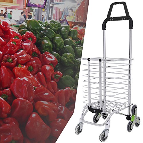 Meflying Folding Shopping Cart with Swivel Wheels and Oxford Cloth Bag | Heavy Duty Stair Climbing Cart | Grocery Laundry Cart (US Stock) (Type2)
