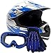 Youth Kids Offroad Gear Combo Helmet Gloves Goggles DOT Motocross ATV Dirt Bike MX Motorcycle Blue - Large