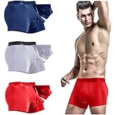 Feelonger Men's Trunks redundant Prepuce Physical Therapy Front Open Breathable Bulge Boxer Briefs Separated Pouch underwear