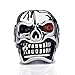 Elfasio Men's Stainless Steel Biker Ring Band Huge Silver Skull Red Eye Cigar CZ Jewelry (Size 8 to 15)