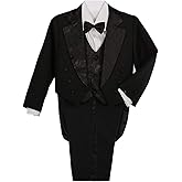 Lito Angels Boys' Classic Tuxedo with Tail Formal Suits Wedding Outfit 5 Piece Set 001 011