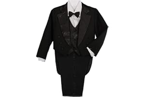 Lito Angels Boys' Classic Tuxedo with Tail Formal Suits Wedding Outfit 5 Piece Set 001 011