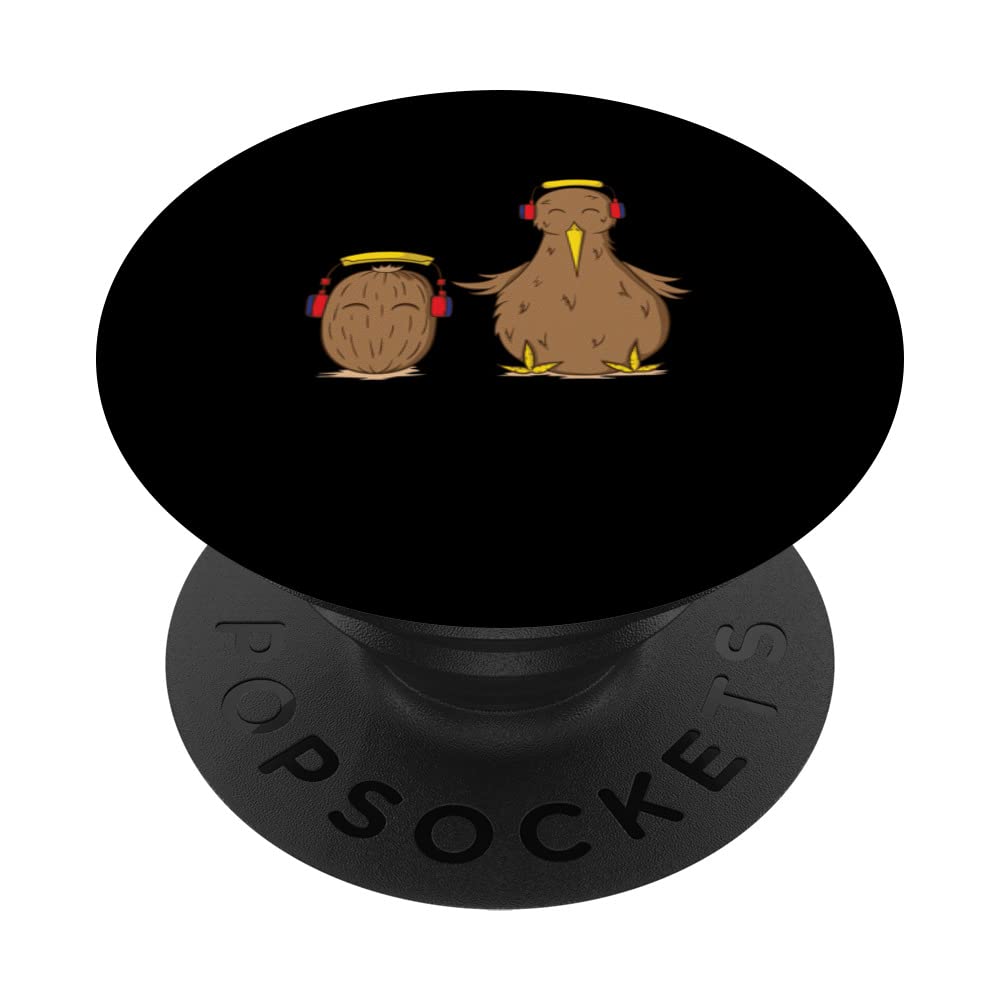 Kiwi Bird and Kiwi Fruit listen to Music PopSockets Adhesive PopGrip