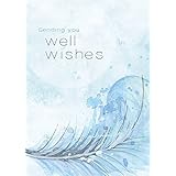 Get Well Greeting Cards - GW1701. Greeting Cards Featuring a Get Well Message on a Light Blue Background with Feather Designs. Box Set Has 25 Greeting Cards and 26 Bright White Envelopes.