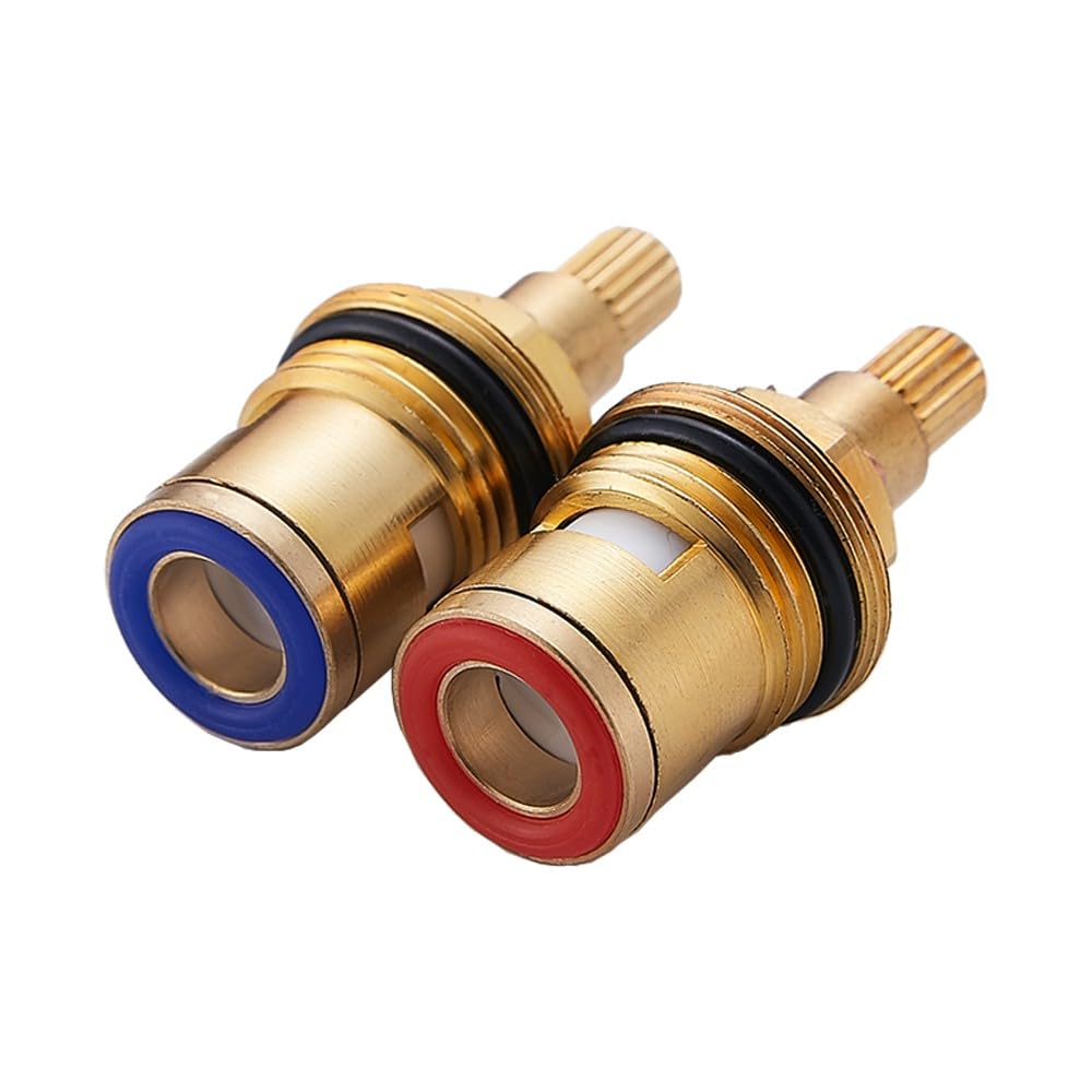 Haiba Replacement Brass Ceramic Stem Disc Cartridge Faucet Valve Quarter Turn 1/2" for Bathroom Kitchen Tap (1 Pair Hot & Cold)25-TC
