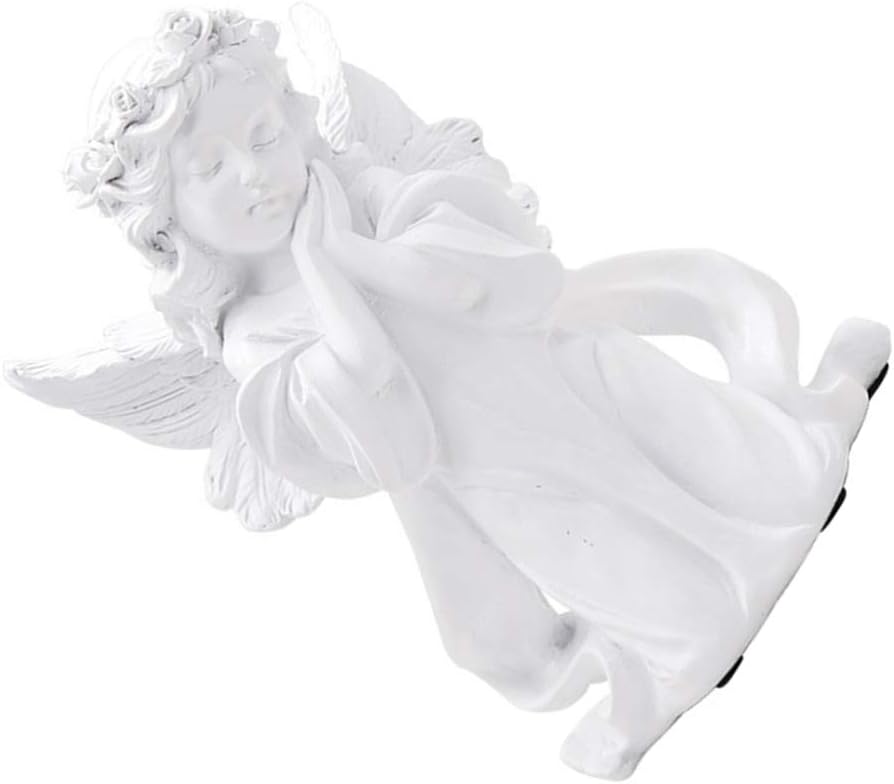 GARNECK Angel Cherub Figurine White Praying Girl Cherub Adorable Resin Angel Ornament Desktop Garden Decoration - Image 5