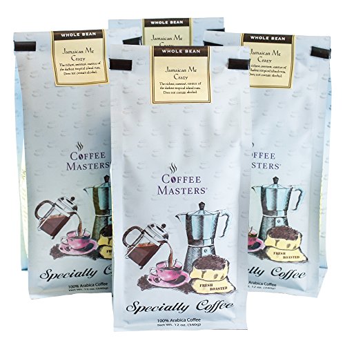 Coffee Masters Flavored Coffee, Jamaican Me Crazy, Whole Bean, 12-Ounce Bags (Pack of 4)