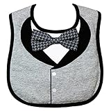 Novelty Baby Tuxedo Bib - Waterproof Feeder Bib with 3D bowtie, Frenchie Mini Couture