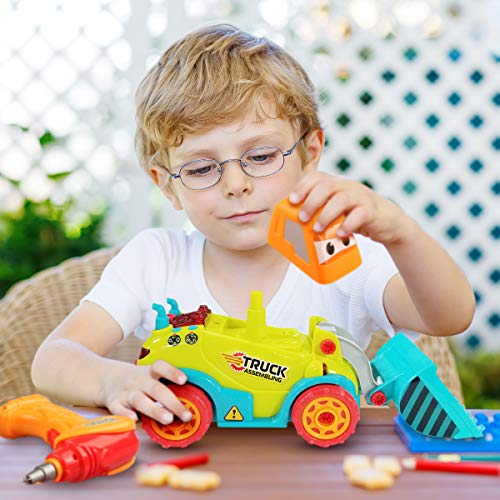 Tencoz Take Apart Toys, Kids Tool Set with Electronic Cordless Drill Car Bulldozer Excavator Toys Gifts for Boys Kids Girls Toddler Christmas Pretend Play - Thumbnail 7
